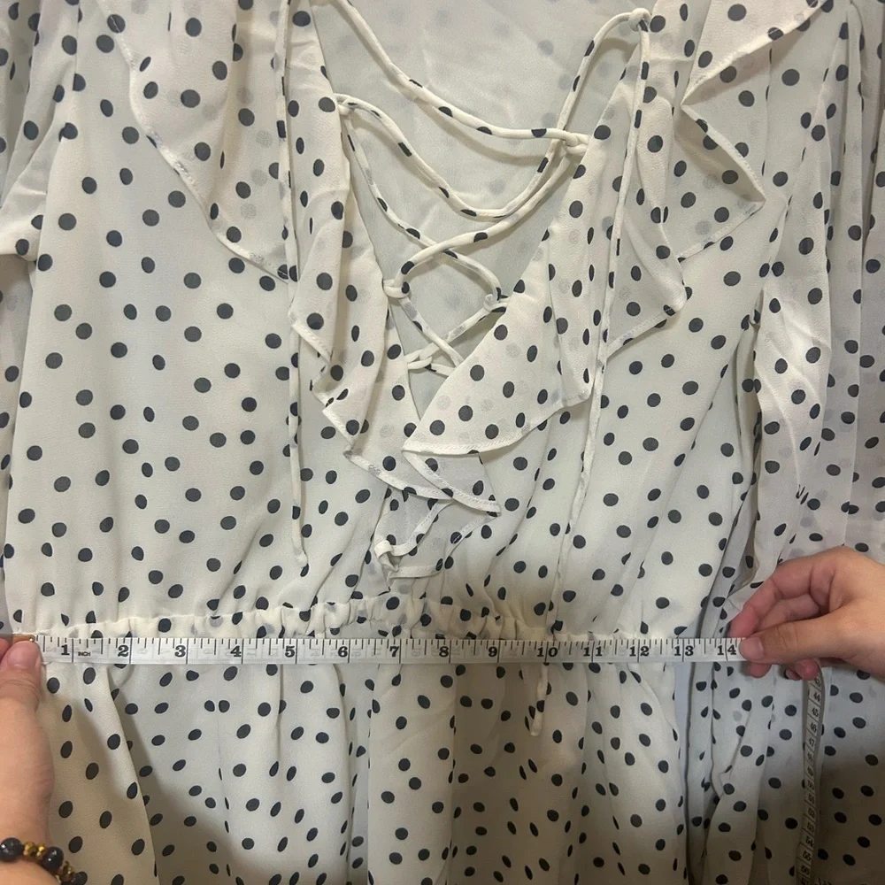 MAJORELLE cream and Black Polka Dot Mini Dress 0205 B-1 - Picture 10 of 15